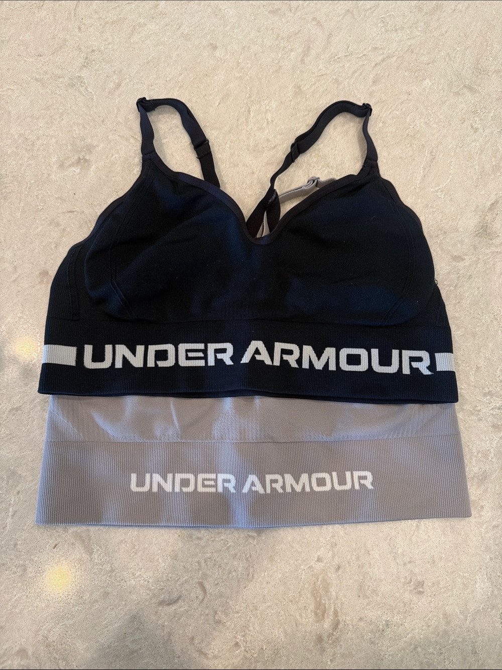 Under Armour Black and Gray Double Pack Seamless Sports Bras